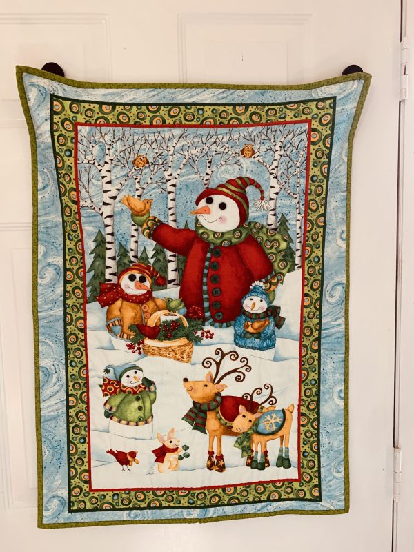 susan schwan snowman wall art quilt