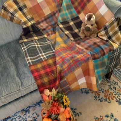 Rustic Charm Flannel Patchwork Lap Quilt – 38" x 38